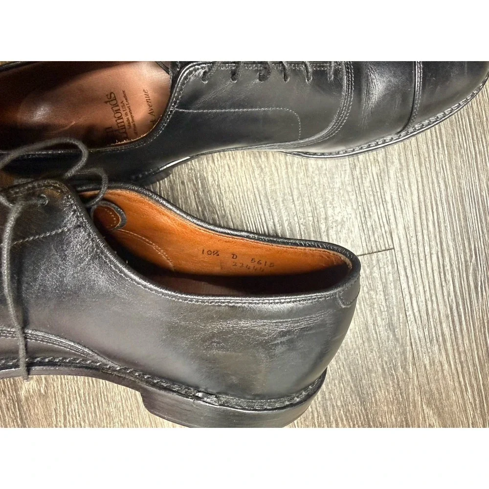 Allen Edmonds Park Avenue Mens 10.5 D  Black Leather Cap Toe Oxford Dress Shoes